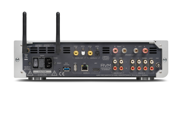 A cd player with two inputs and two outputs and AVM - AS 2.3 - streaming integrated amplifier.