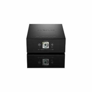 Black Auralic - Aries S1 - Streaming Processor audio streaming processor with a digital display and multiple control knobs.