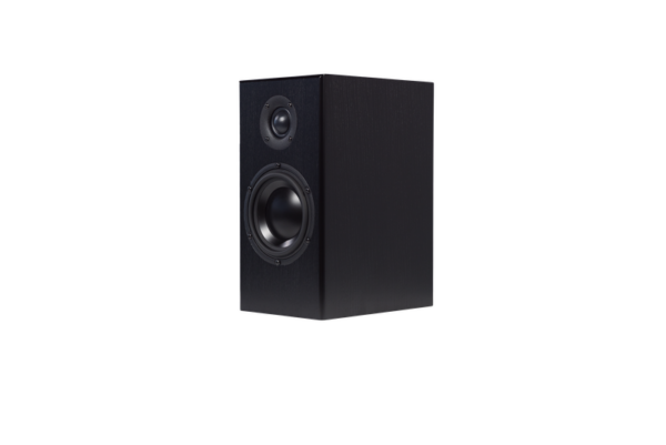 A sleek, black rectangular speaker under the product name Totem - Bison Monitor. This pair of bookshelf speakers features a large woofer below a smaller tweeter on its front face. Ideal for any modern audio setup, the Bison Monitor seamlessly combines powerful performance with stylish design.