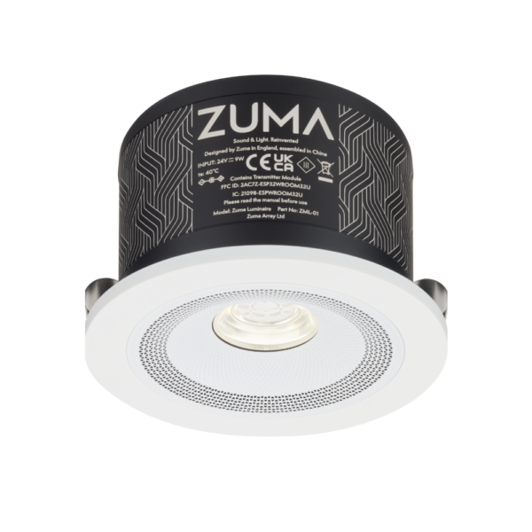 A Zuma – Luminaire Smart LED Downlight with the word zuma on it.