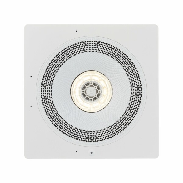 A white circular ceiling light with the Zuma – Smart Bezel Voice feature.